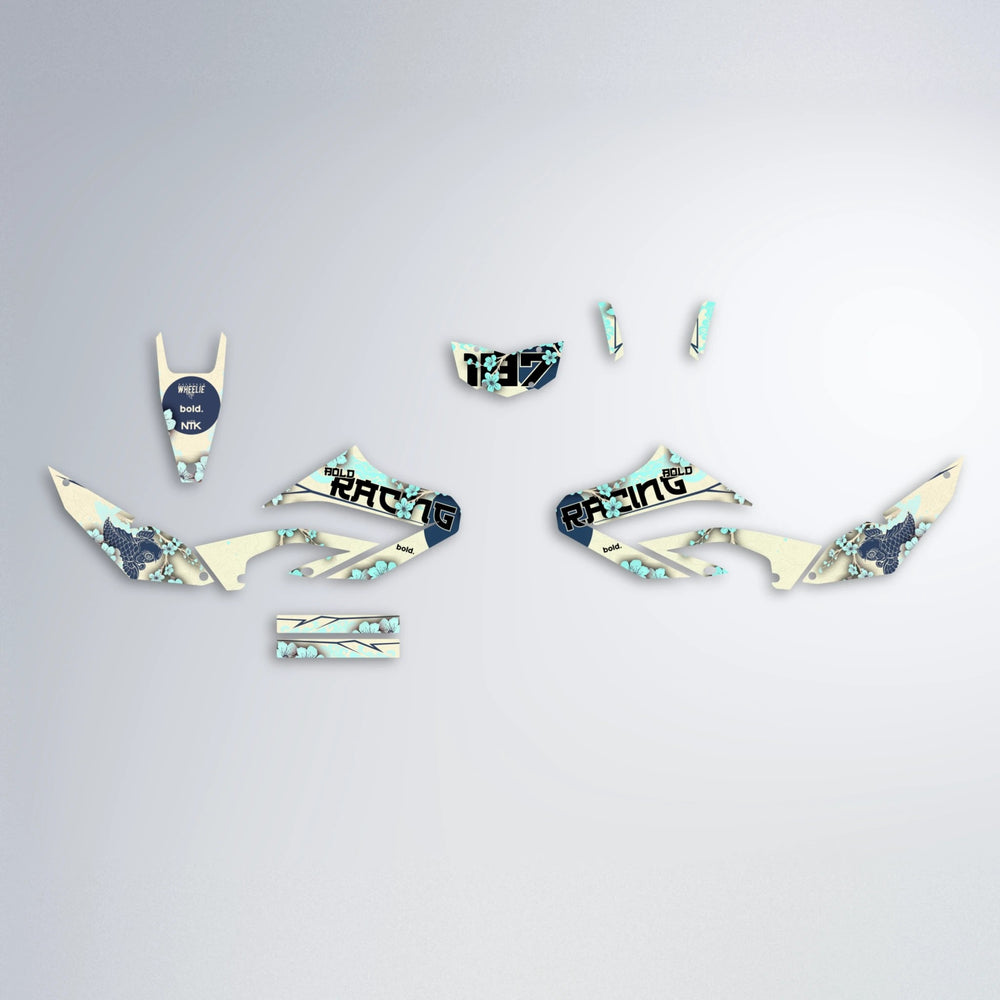 KOI Yamaha WR 125X graphics kit parts layout in Mint