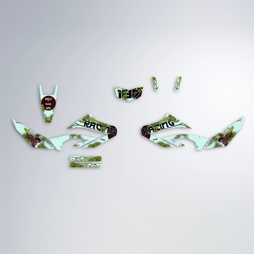 KOI Yamaha WR 125X graphics kit parts layout in Olive