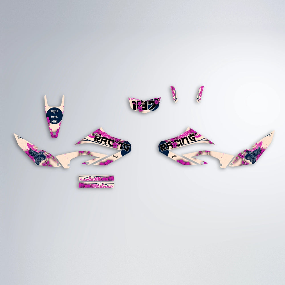 KOI Yamaha WR 125X graphics kit parts layout in Pink