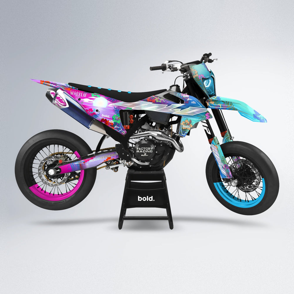 LAGOON supermoto graphics kit in Pink & Light Blue
