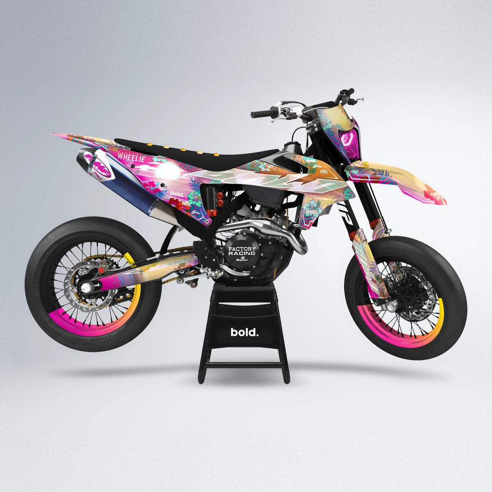 LAGOON supermoto graphics kit in Pink & Yellow