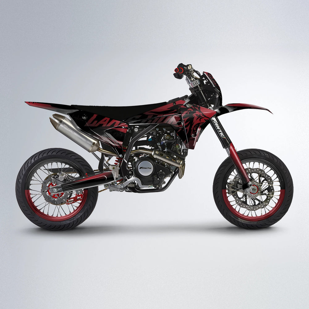 LARSLION Fantic supermoto graphics kit in Black & Red