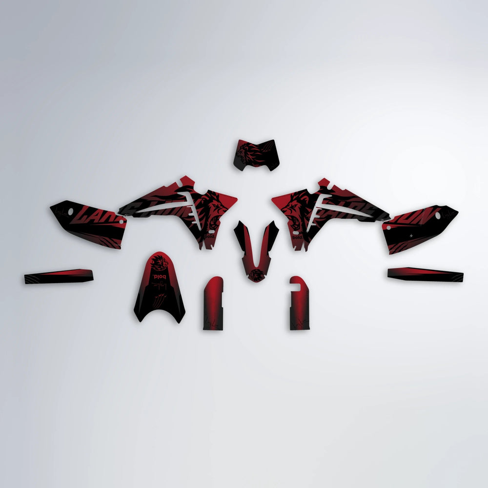 LARSLION Fantic graphics kit parts layout in Black & Red
