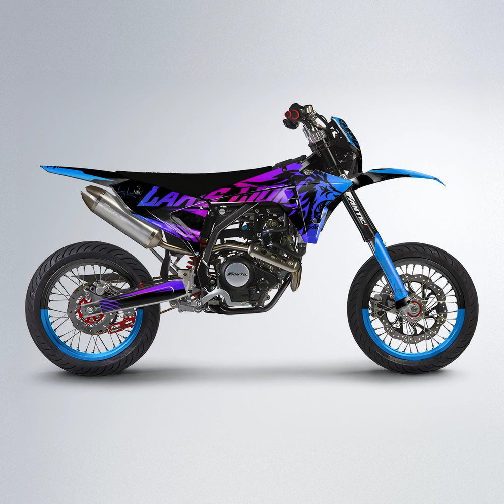 LARSLION Fantic supermoto graphics kit in Blue Purple Fade