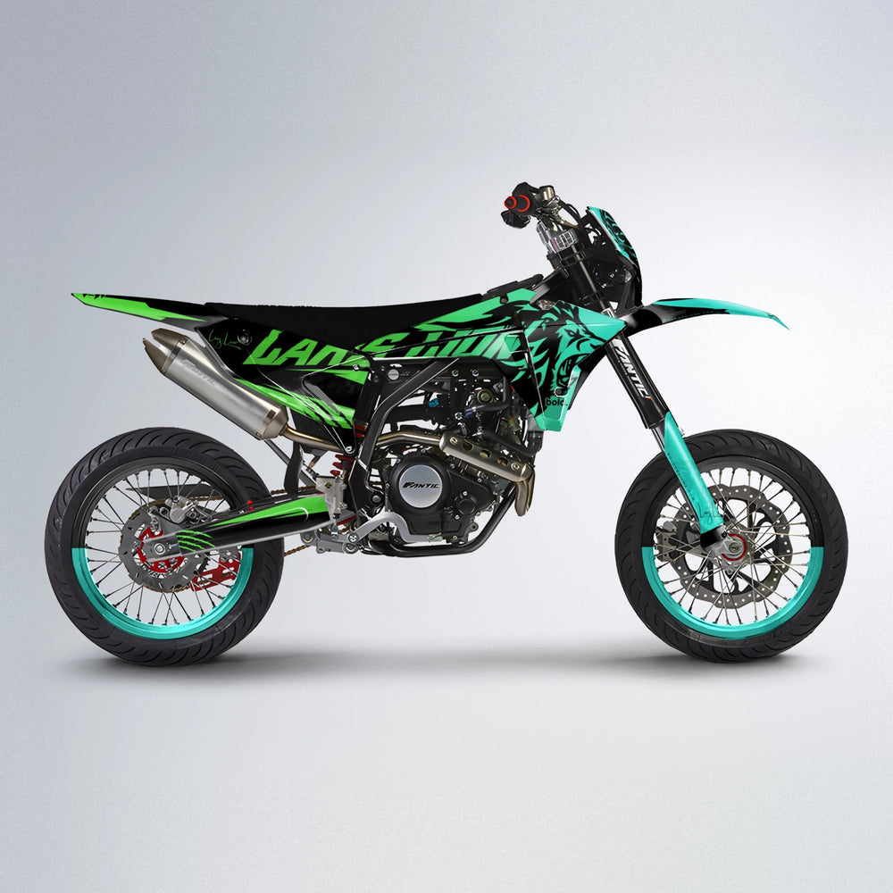 LARSLION Fantic supermoto graphics kit in Cyan & Green