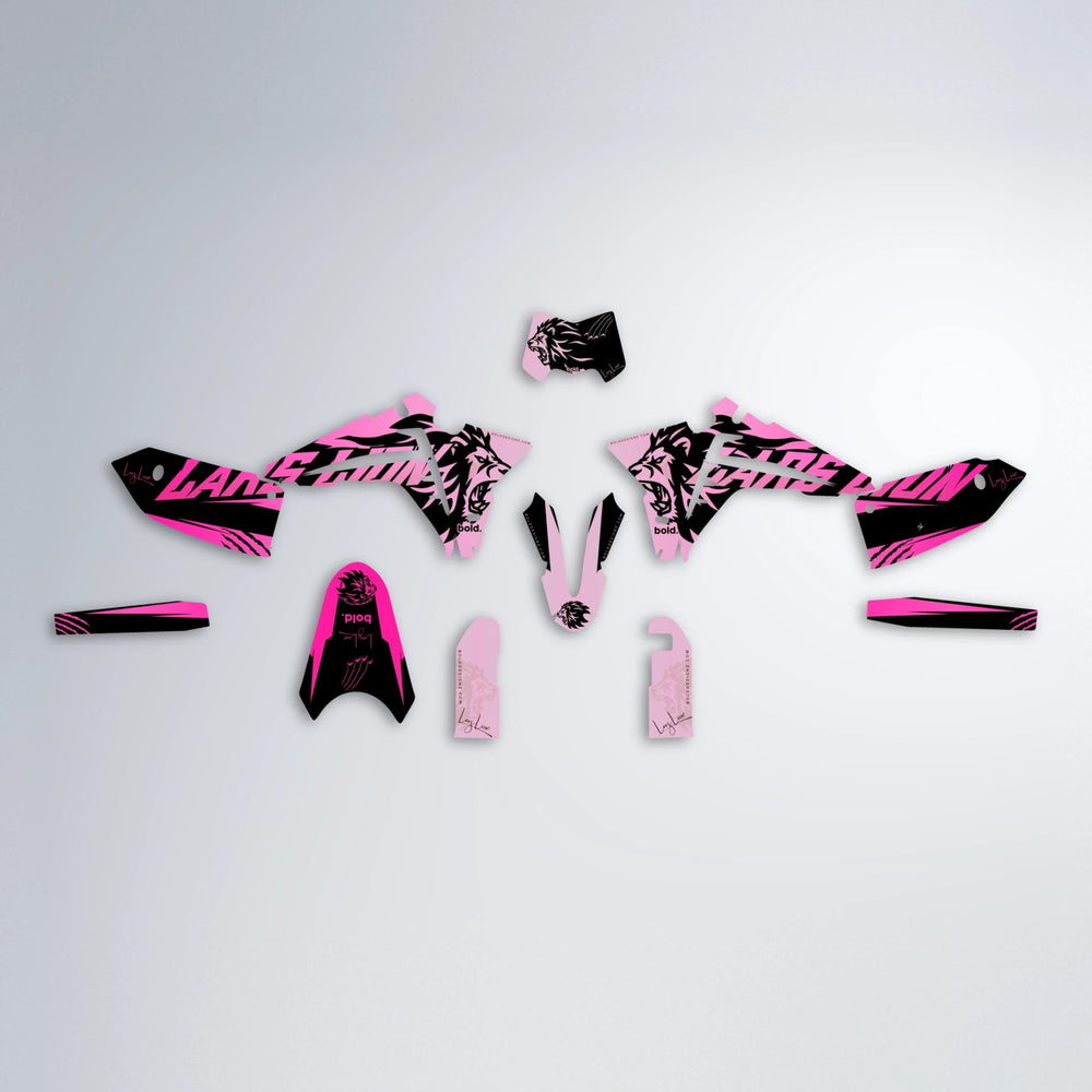 LARSLION Fantic graphics kit parts layout in Flamingo