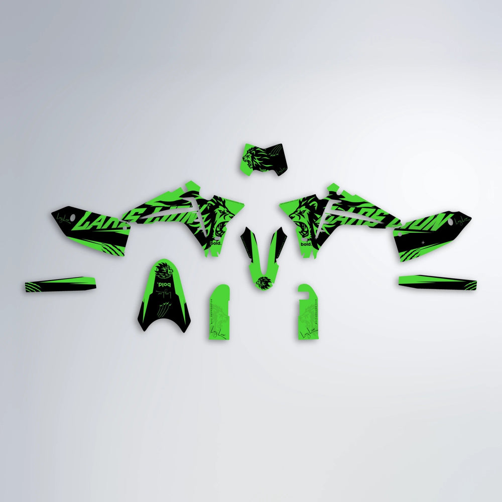 LARSLION Fantic graphics kit parts layout in Green