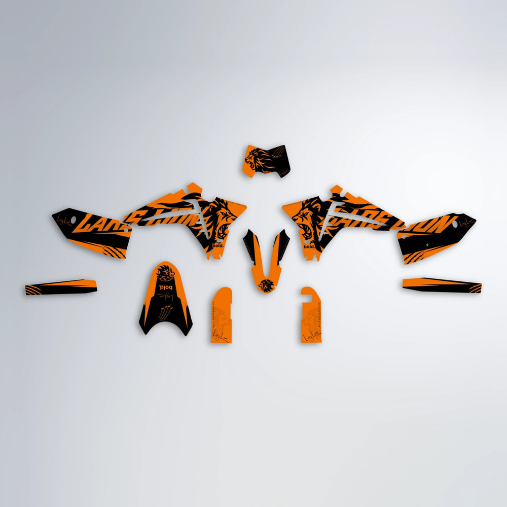 LARSLION Fantic graphics kit parts layout in Orange