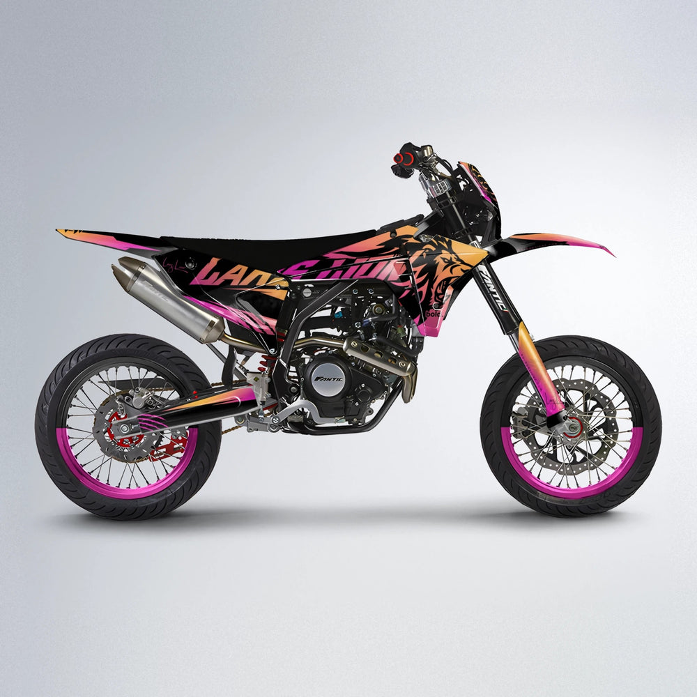 LARSLION Fantic supermoto graphics kit in Pink & Yellow