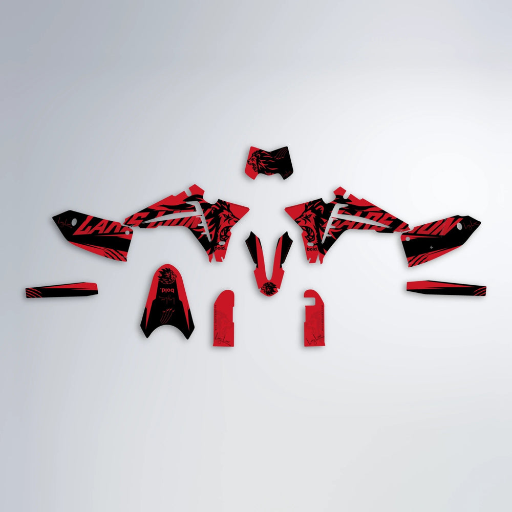 LARSLION Fantic graphics kit parts layout in Red