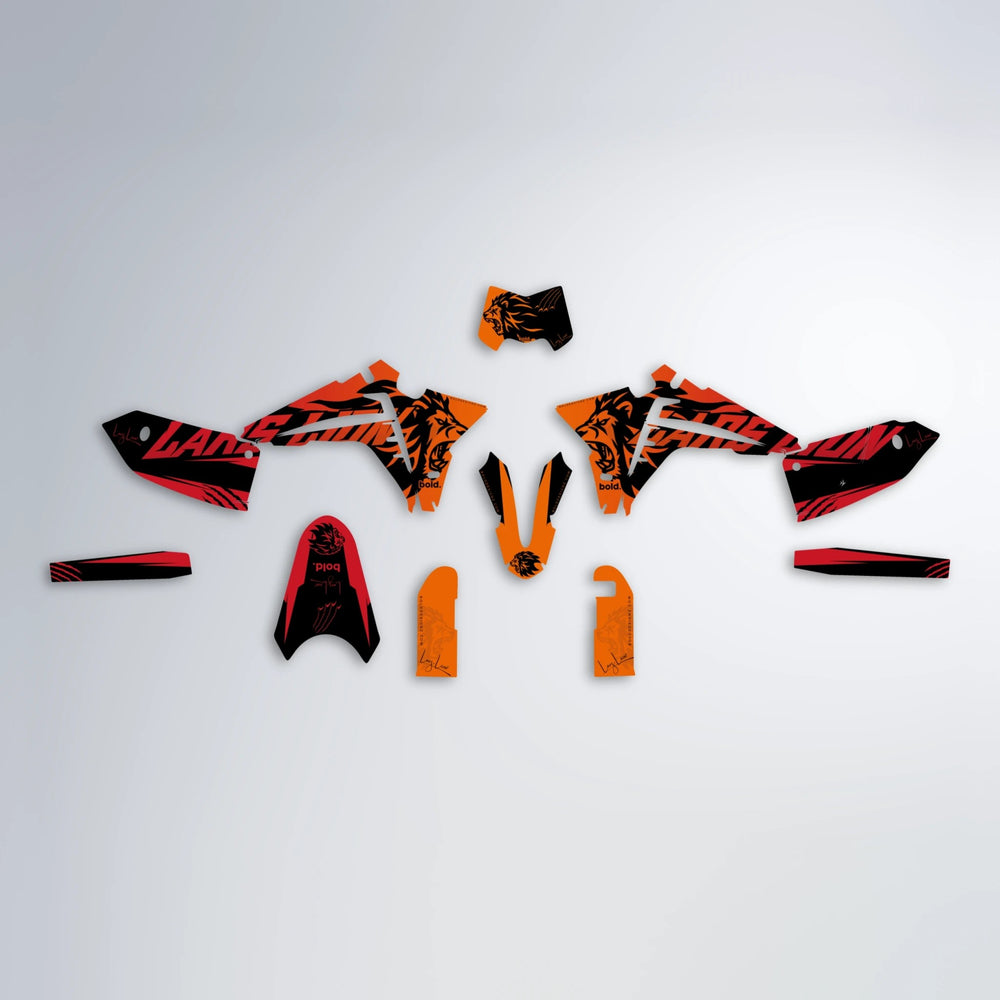 LARSLION Fantic graphics kit parts layout in Red & Orange