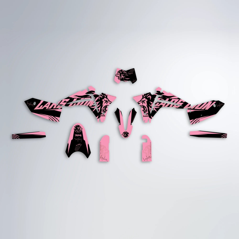 LARSLION Fantic graphics kit parts layout in Sakura Pink