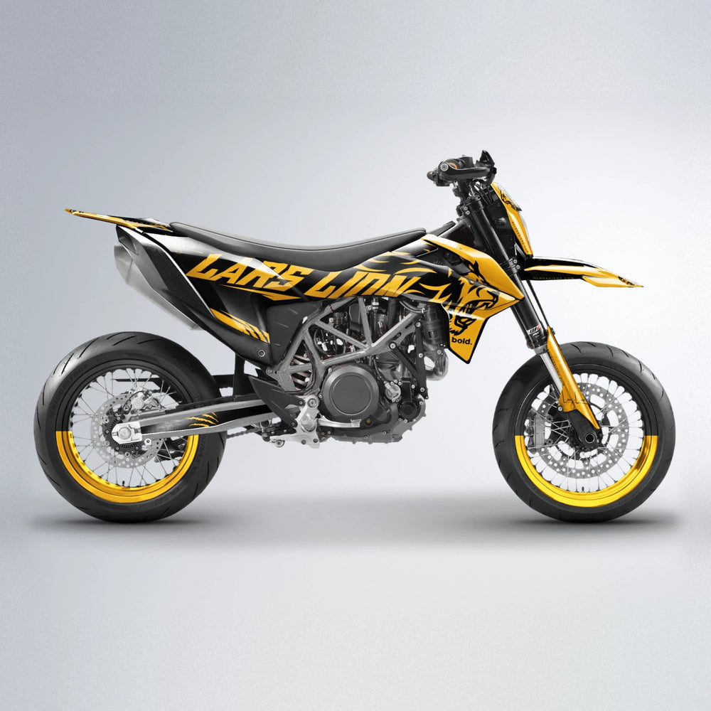 LARSLION KTM SMC 690 supermoto graphics kit in Gold