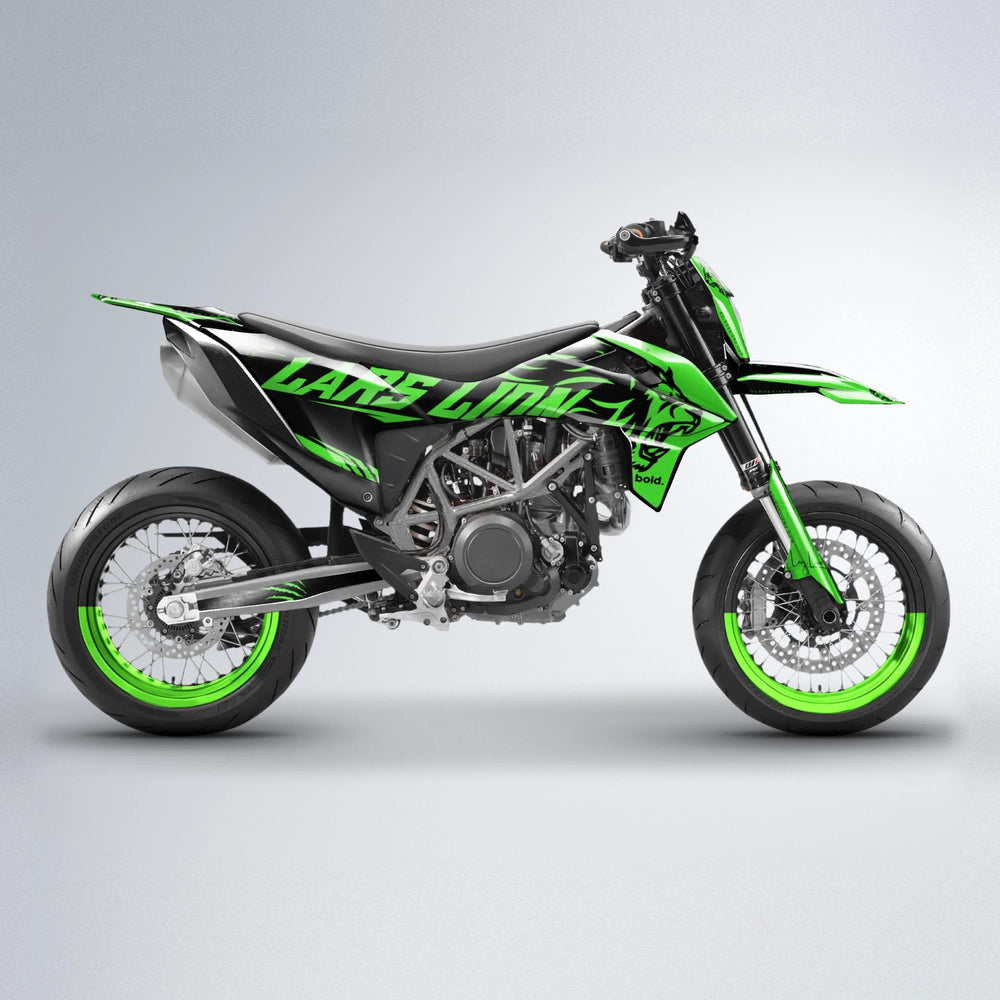 LARSLION KTM SMC 690 supermoto graphics kit in Green