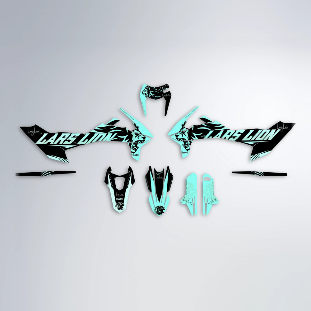 LARSLION KTM SMC 690 graphics kit parts layout in Mint