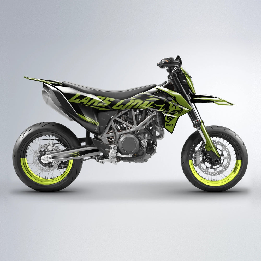 LARSLION KTM SMC 690 supermoto graphics kit in Olive