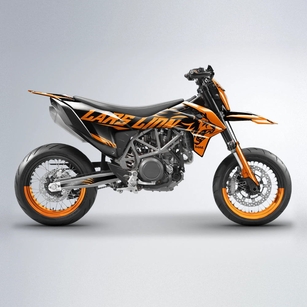 LARSLION KTM SMC 690 supermoto graphics kit in Orange
