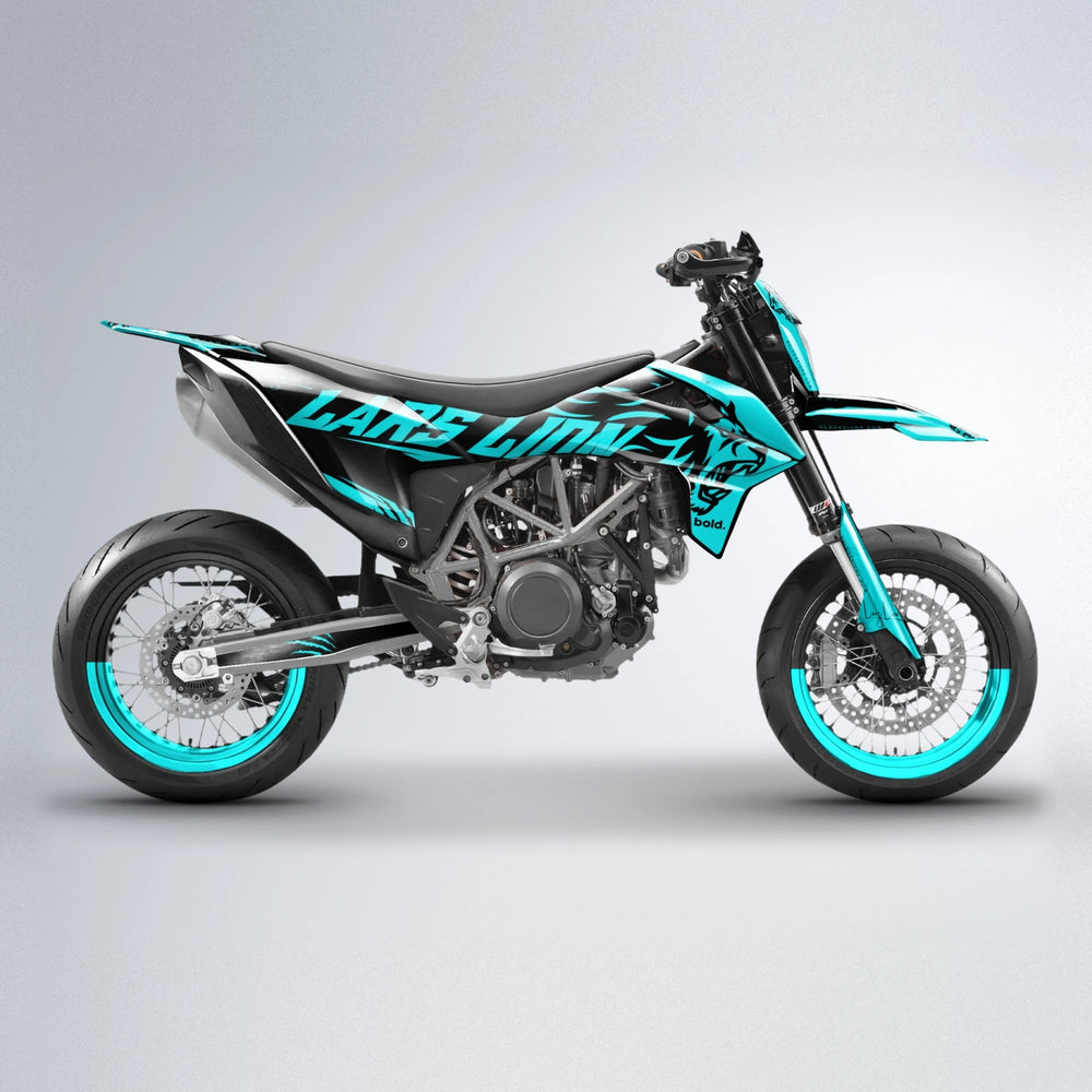 LARSLION KTM SMC 690 supermoto graphics kit in Teal