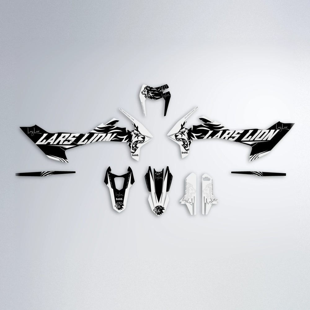 LARSLION KTM SMC 690 graphics kit parts layout in White