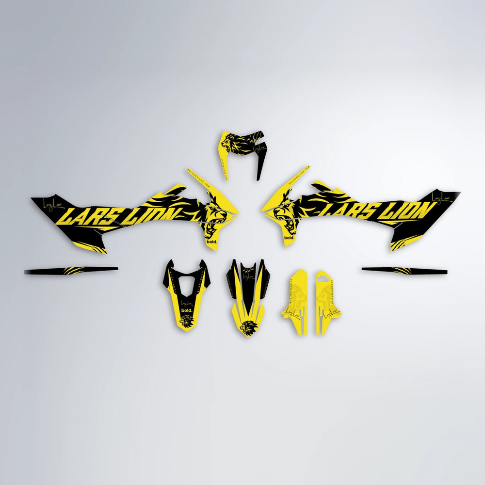 LARSLION KTM SMC 690 graphics kit parts layout in Yellow