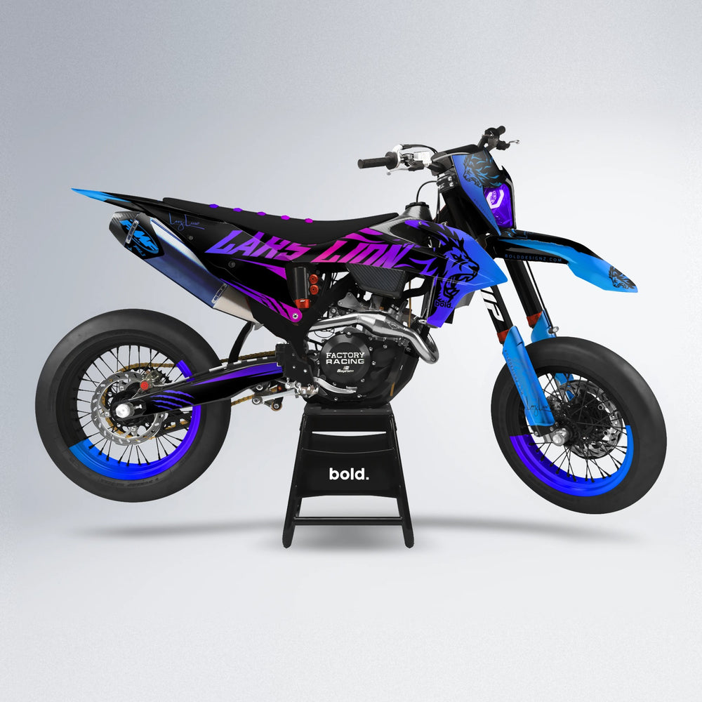 LARSLION supermoto graphics kit in Blue Purple Fade