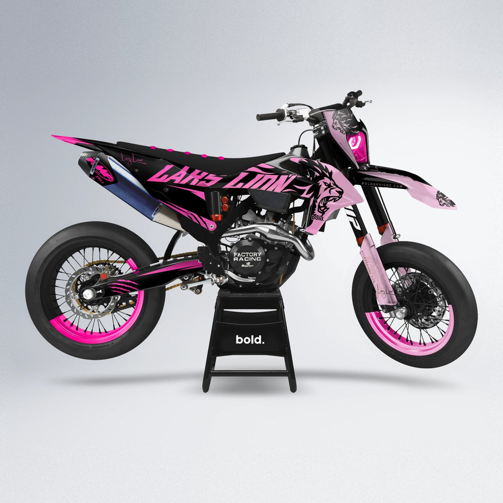 LARSLION supermoto graphics kit in Flamingo