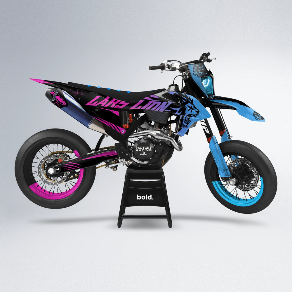 LARSLION supermoto graphics kit in Pink & Light Blue