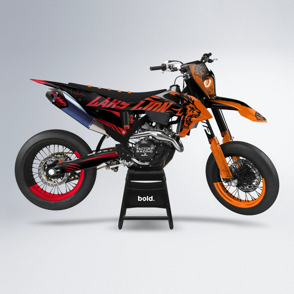 LARSLION supermoto graphics kit in Red & Orange