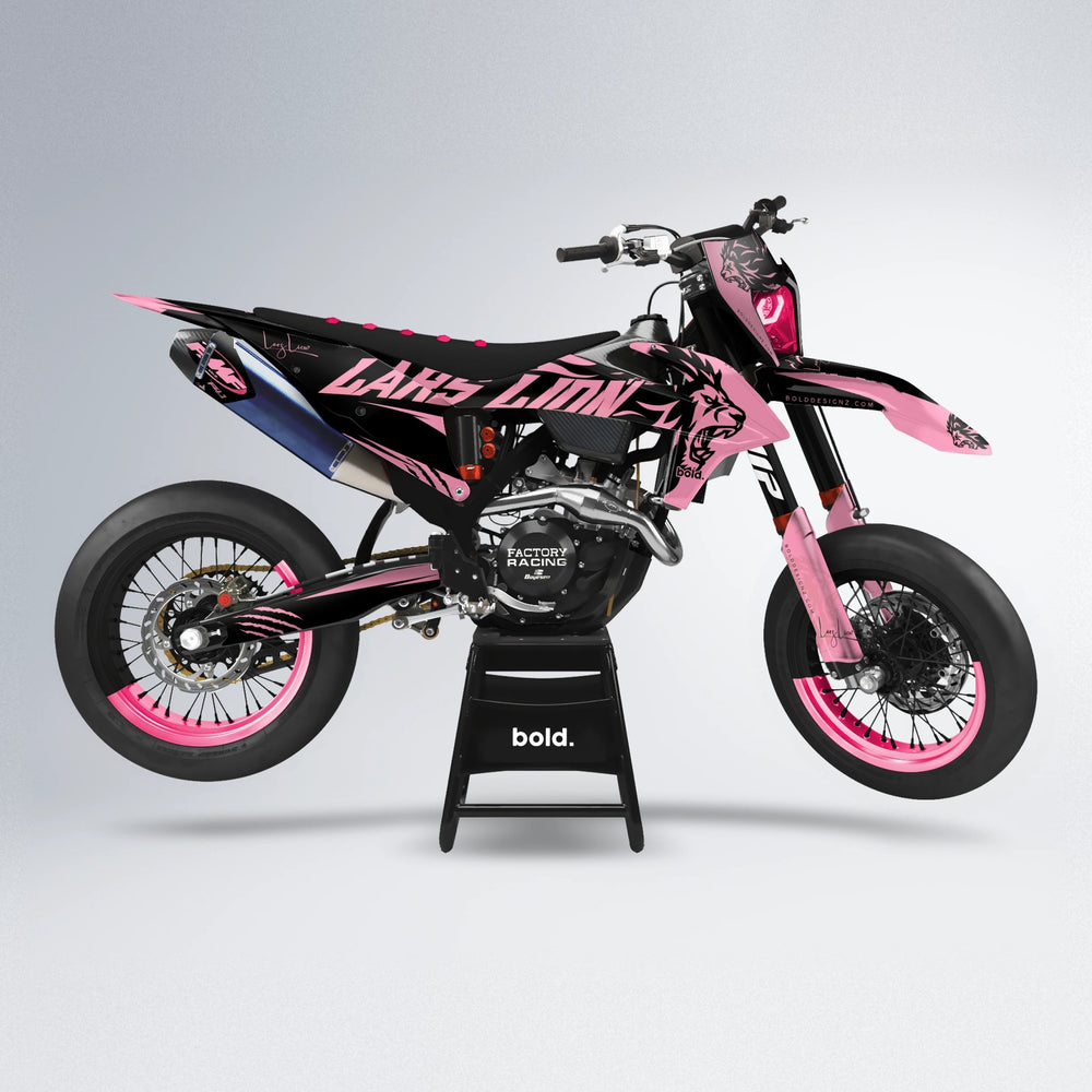 LARSLION supermoto graphics kit in Sakura Pink