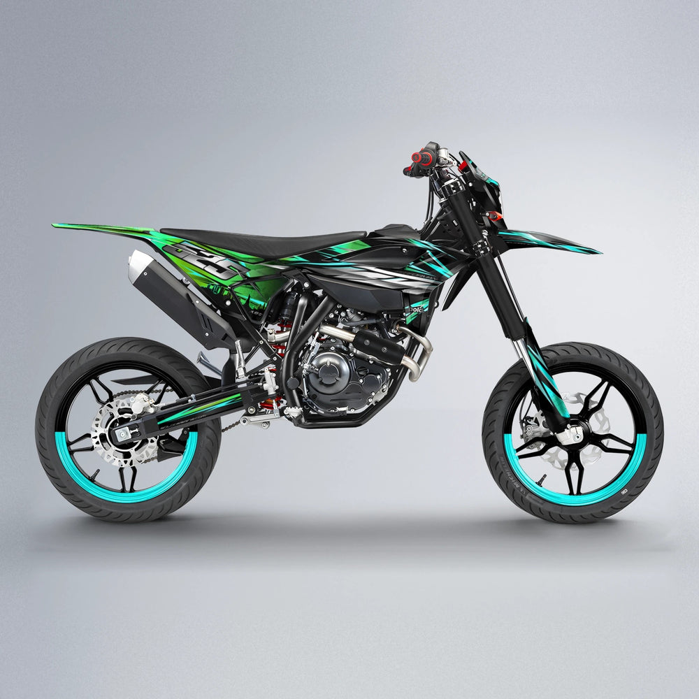 LIBERTY Beta supermoto graphics kit in Cyan & Green