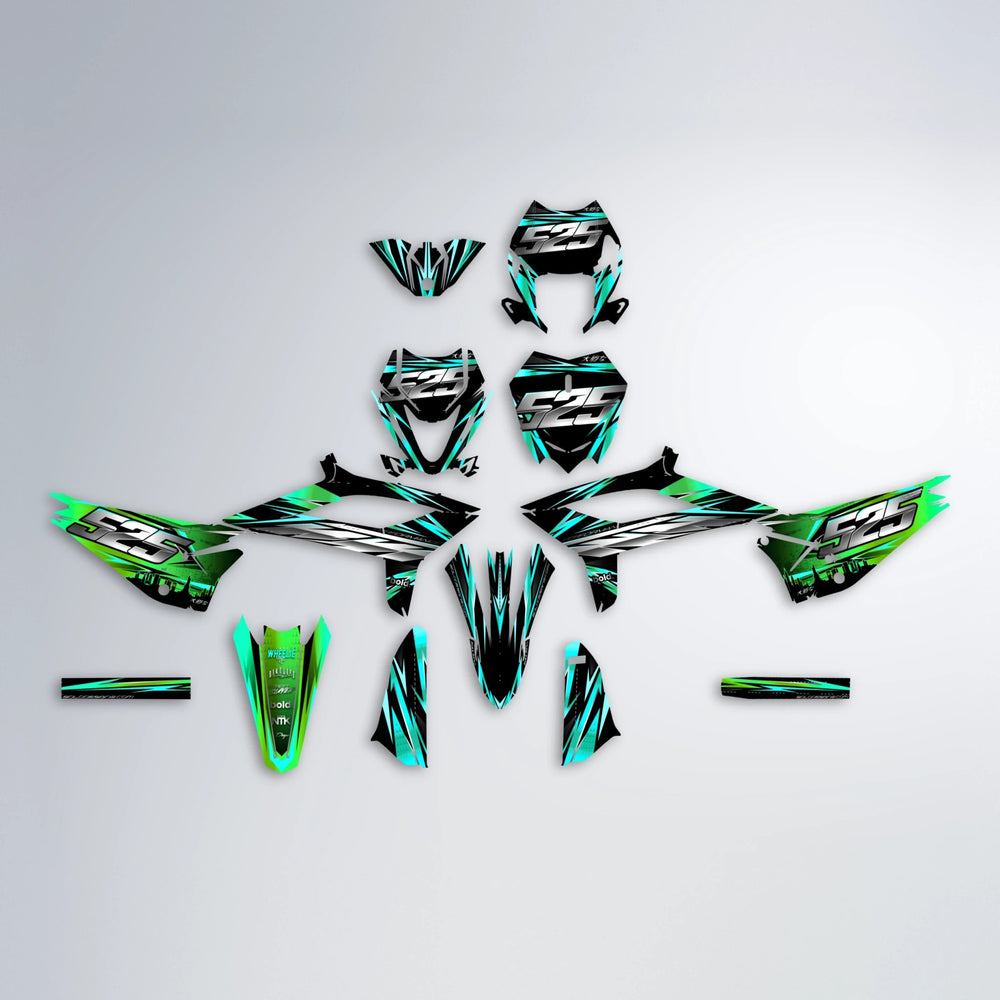 LIBERTY Beta graphics kit parts layout in Cyan & Green
