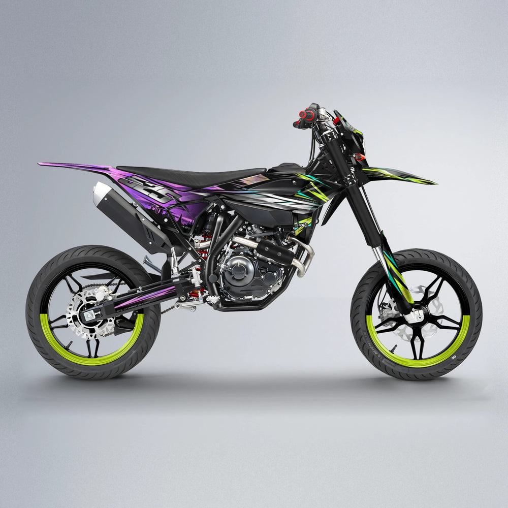 LIBERTY Beta supermoto graphics kit in Purple & Yellow