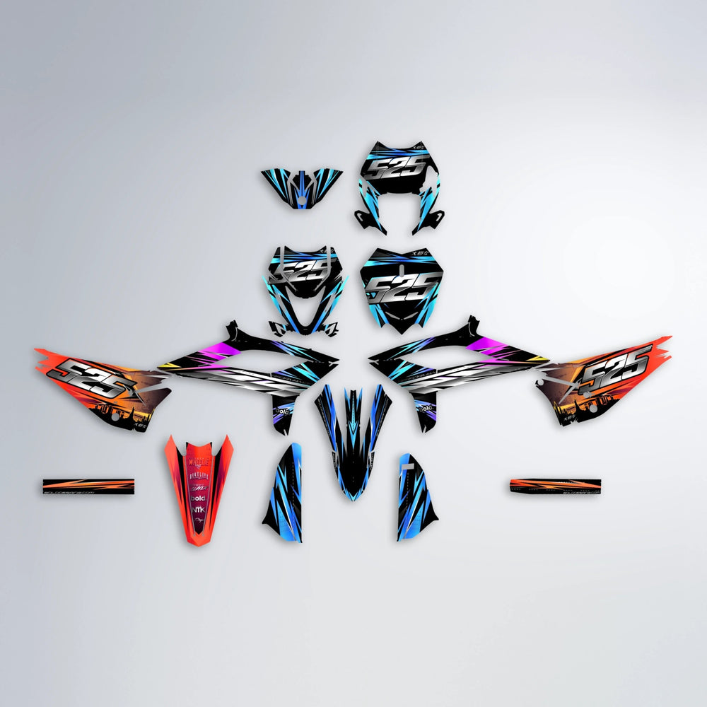 LIBERTY Beta graphics kit parts layout in Sunset Fade