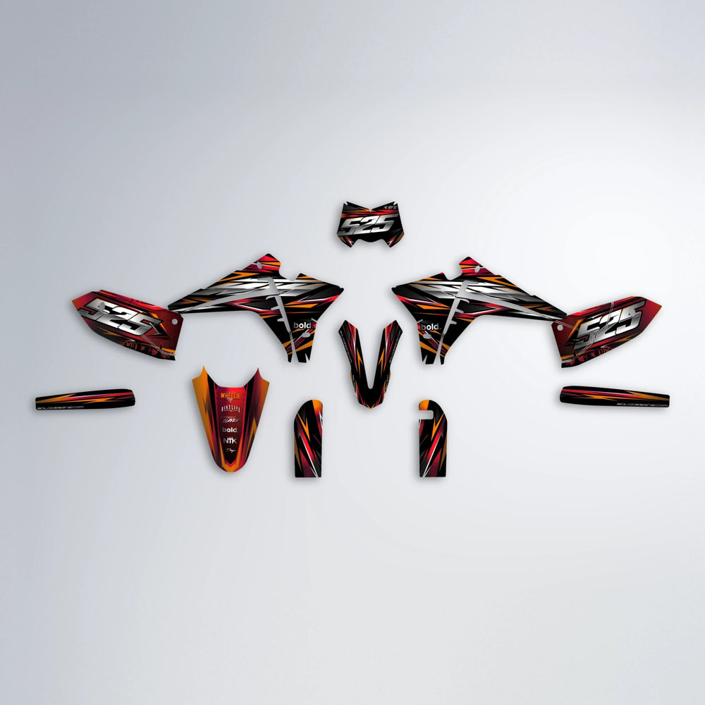 LIBERTY Fantic graphics kit parts layout in Black & Red