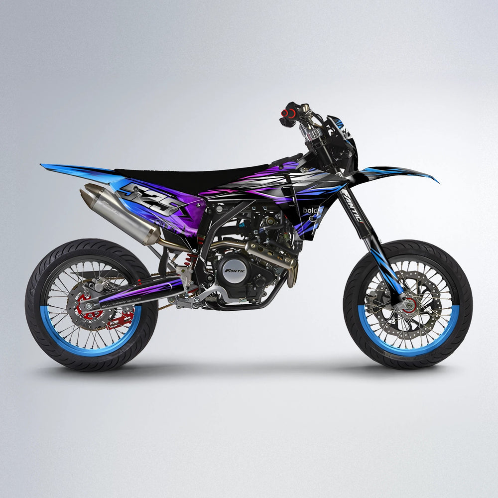 LIBERTY Fantic supermoto graphics kit in Blue Purple Fade