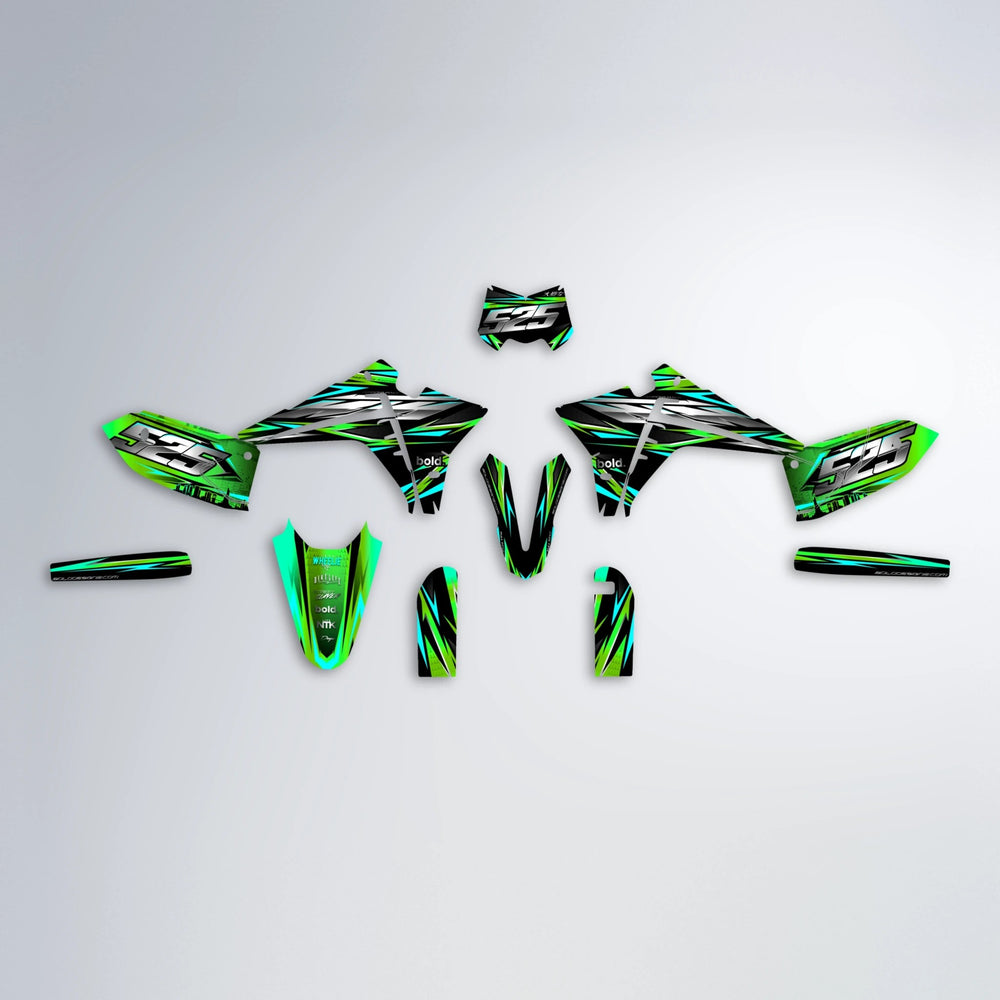 LIBERTY Fantic graphics kit parts layout in Green