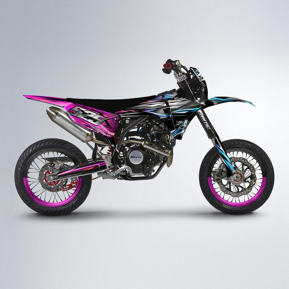 LIBERTY Fantic supermoto graphics kit in Pink & Light Blue