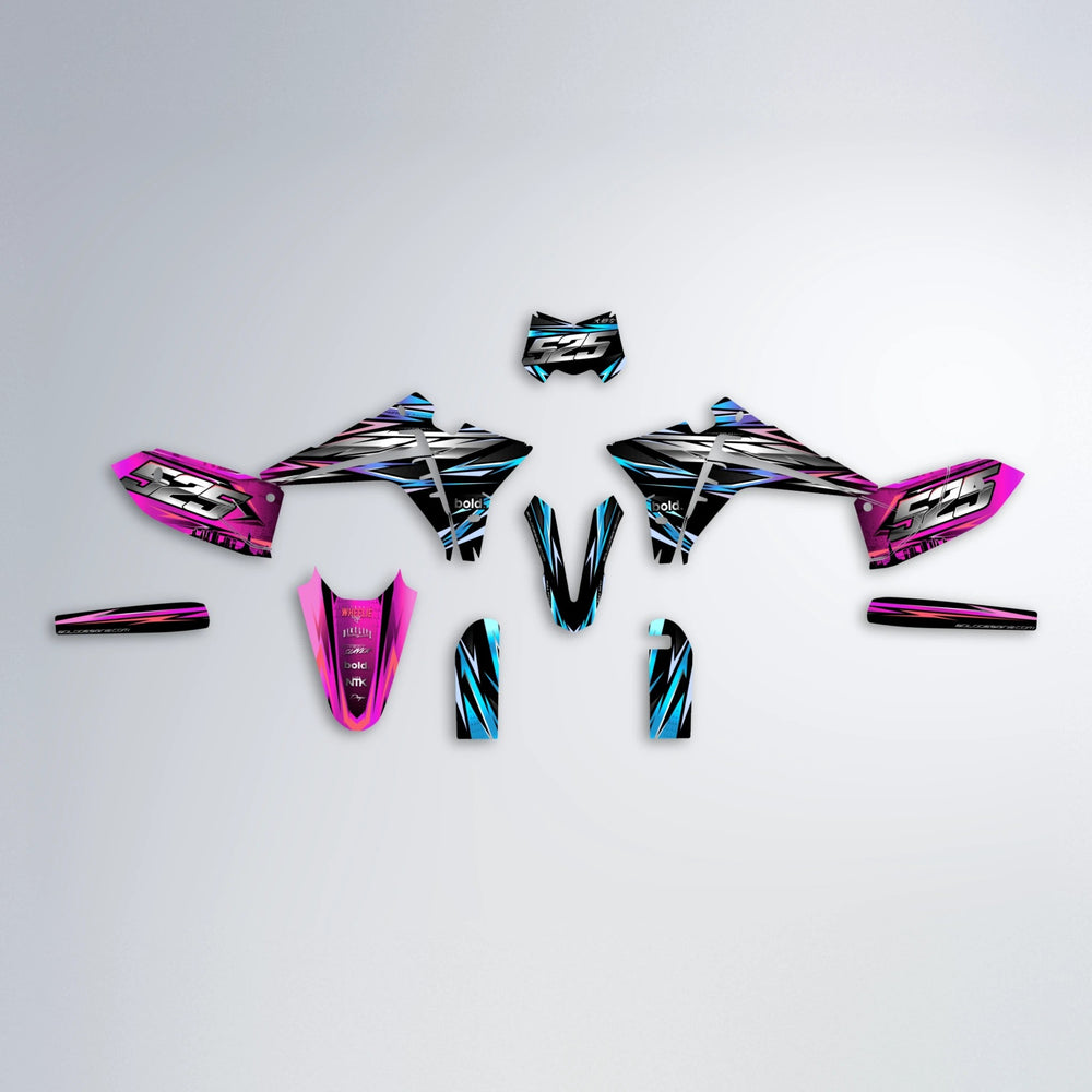LIBERTY Fantic graphics kit parts layout in Pink & Light Blue