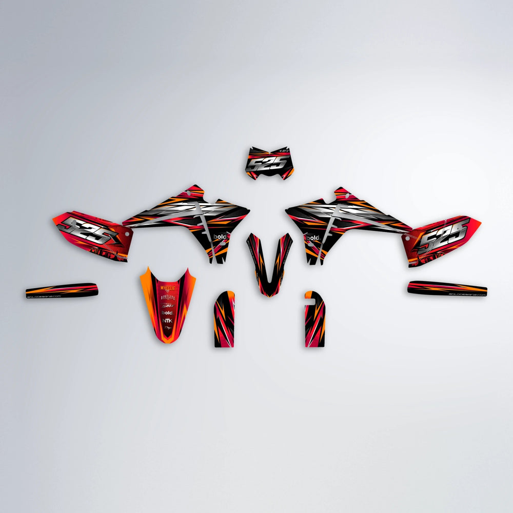 LIBERTY Fantic graphics kit parts layout in Red