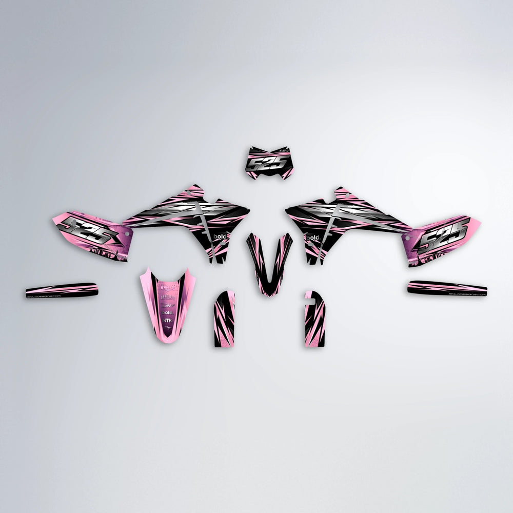 LIBERTY Fantic graphics kit parts layout in Sakura Pink