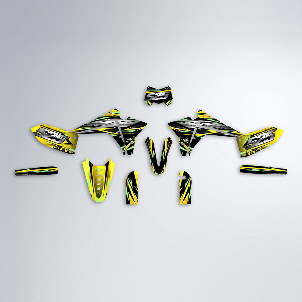 LIBERTY Fantic graphics kit parts layout in Yellow