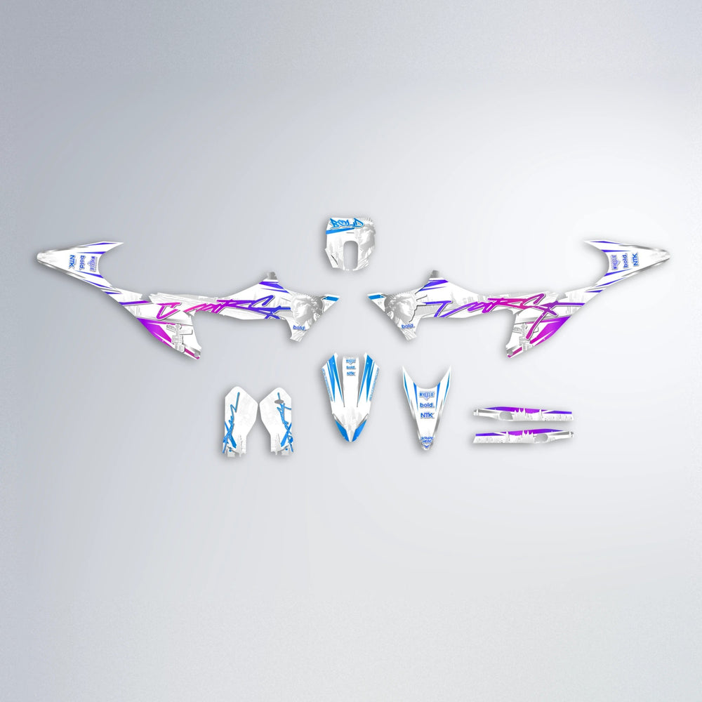 LIBERTY Stark Varg MX graphics kit parts layout in Blue Purple Fade