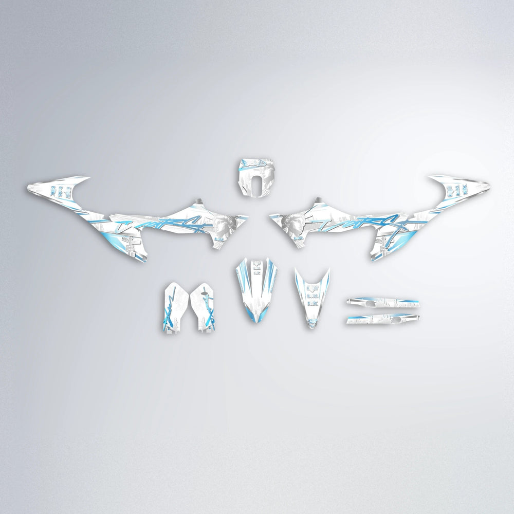 LIBERTY Stark Varg MX graphics kit parts layout in Light Blue & White