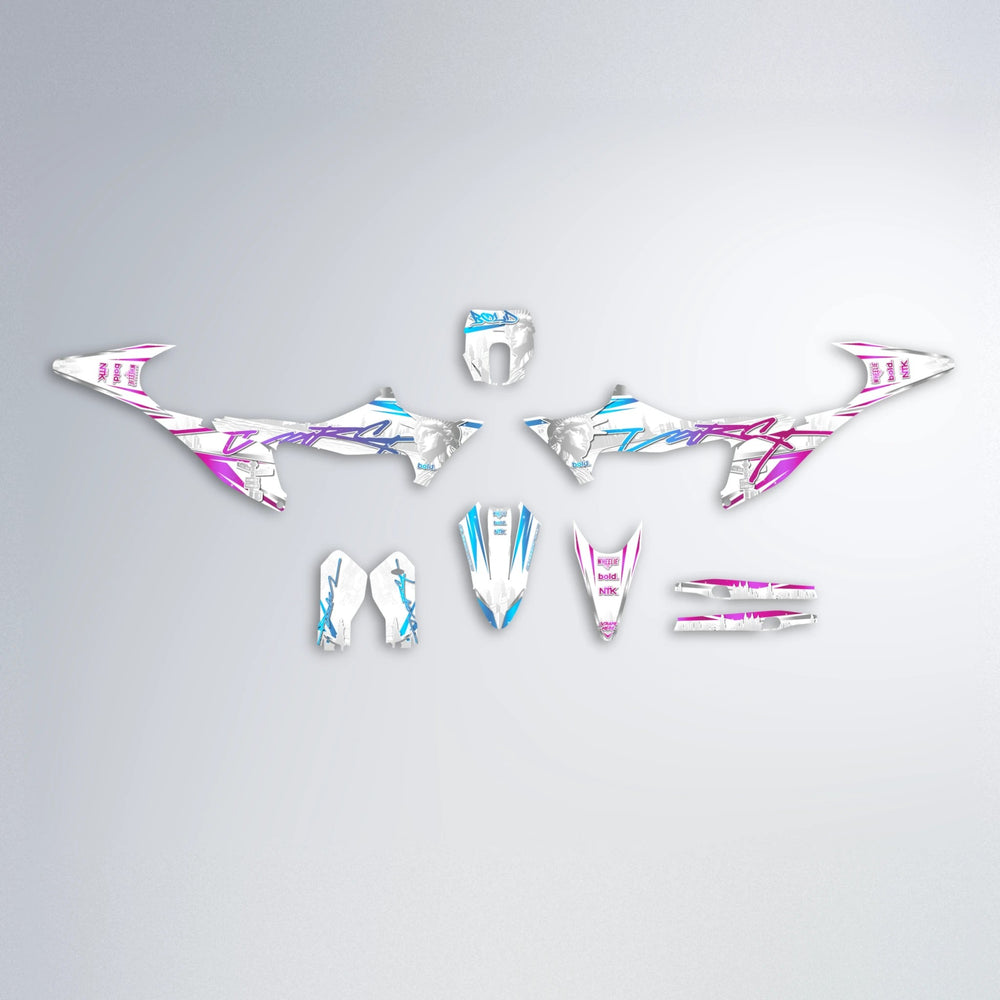 LIBERTY Stark Varg MX graphics kit parts layout in Pink & Light Blue