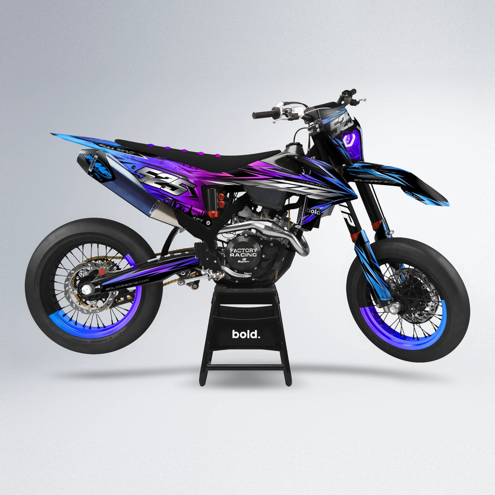 LIBERTY supermoto graphics kit in Blue Purple Fade