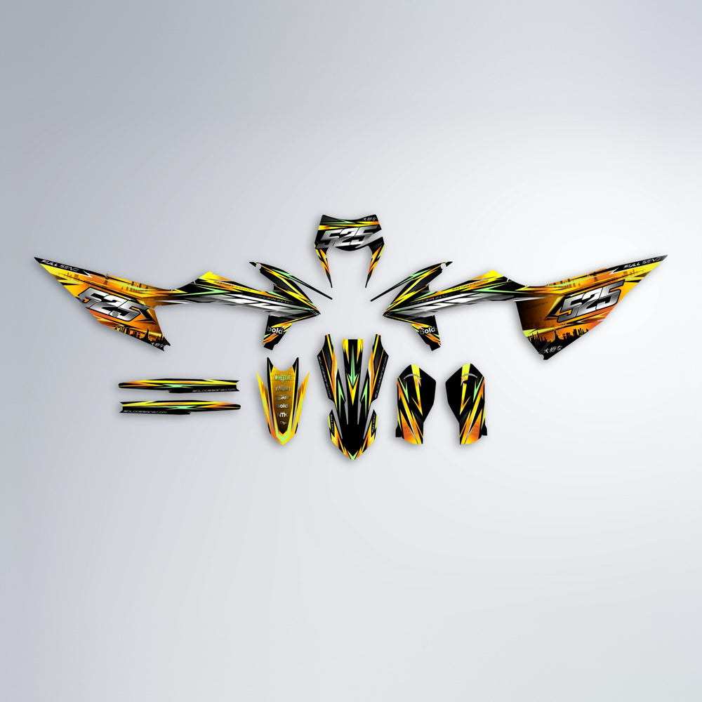 LIBERTY graphics kit parts layout in Orange & Yellow