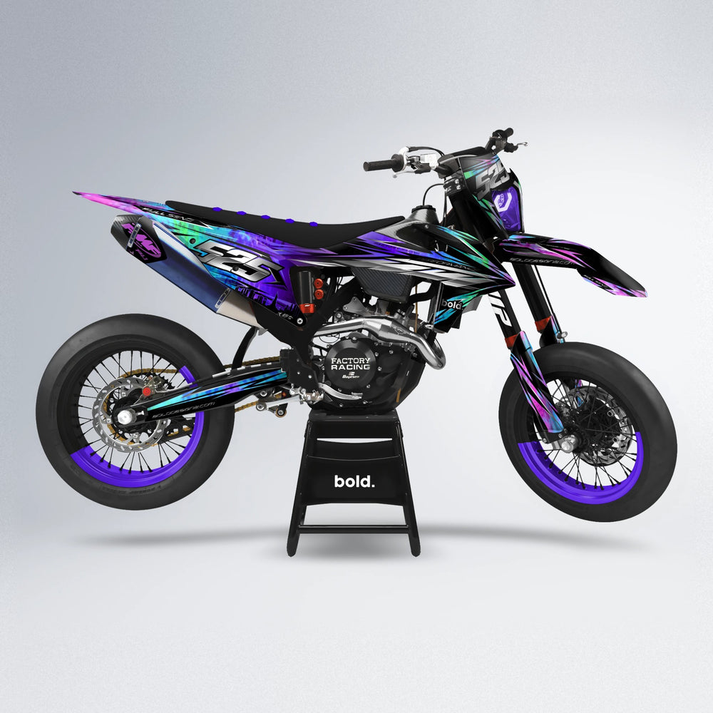 LIBERTY supermoto graphics kit in Purple Holo