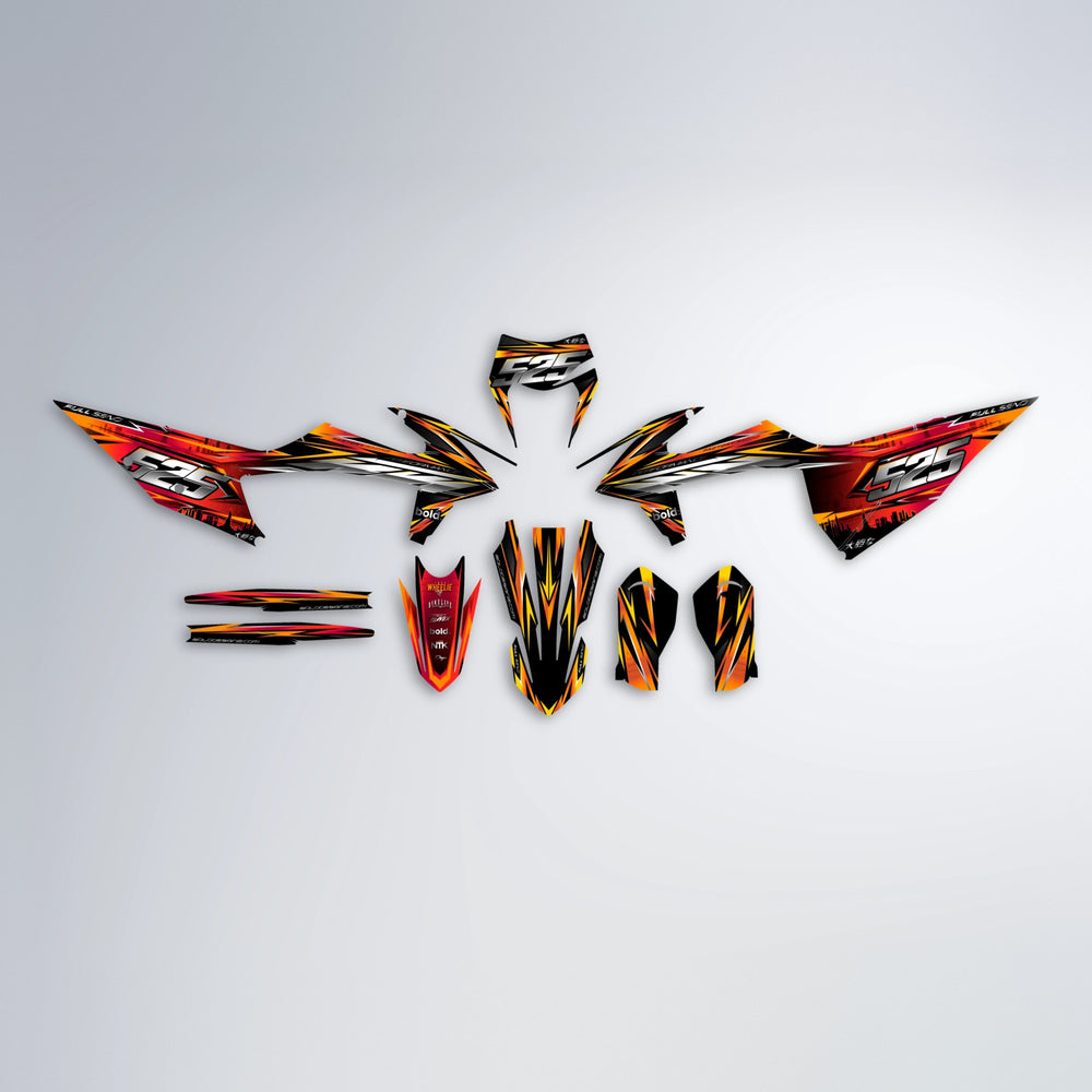 LIBERTY graphics kit parts layout in Red & Orange