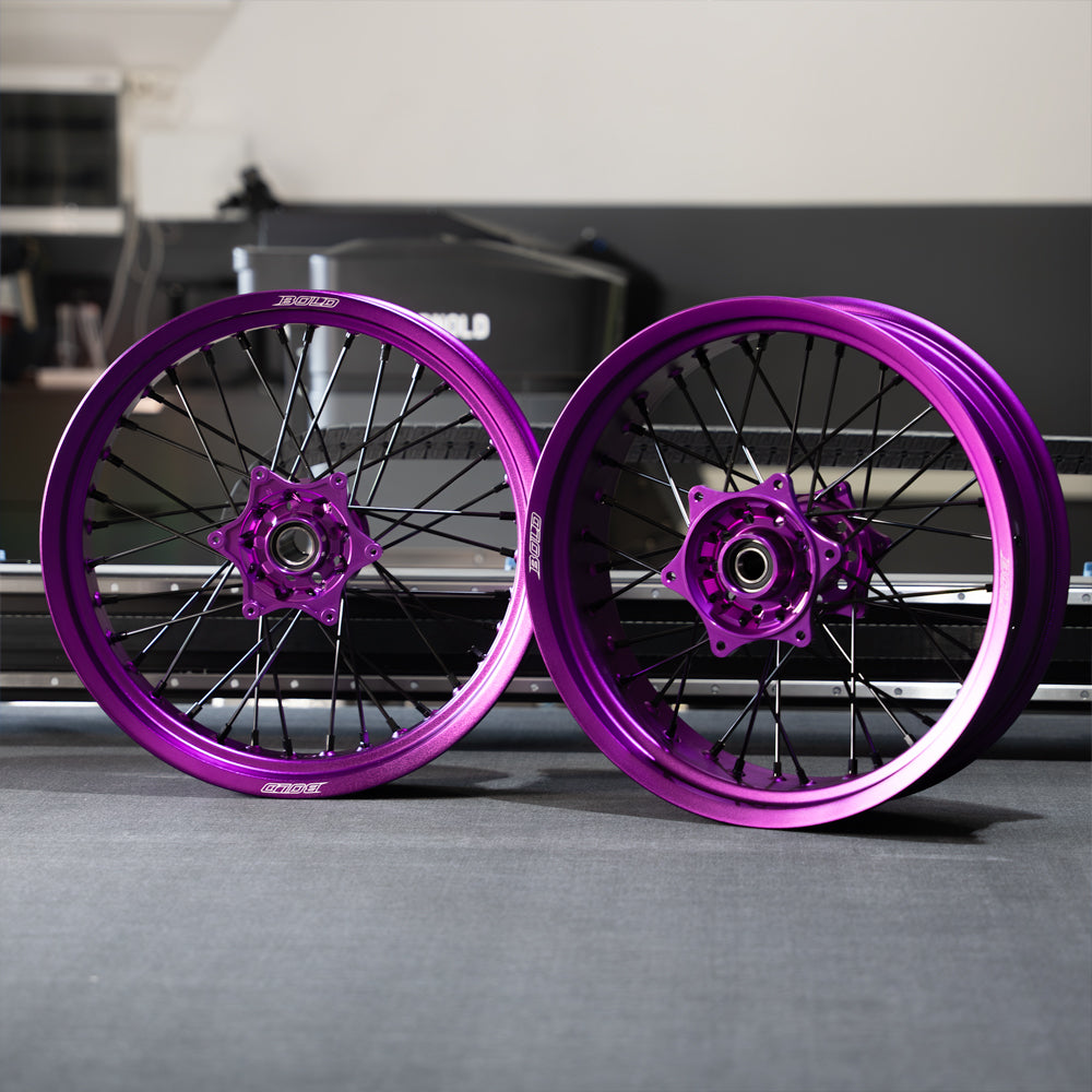 Purple Racing Wheels bold. FULL Purple - Supermoto Wheelset โ Bolddesignz