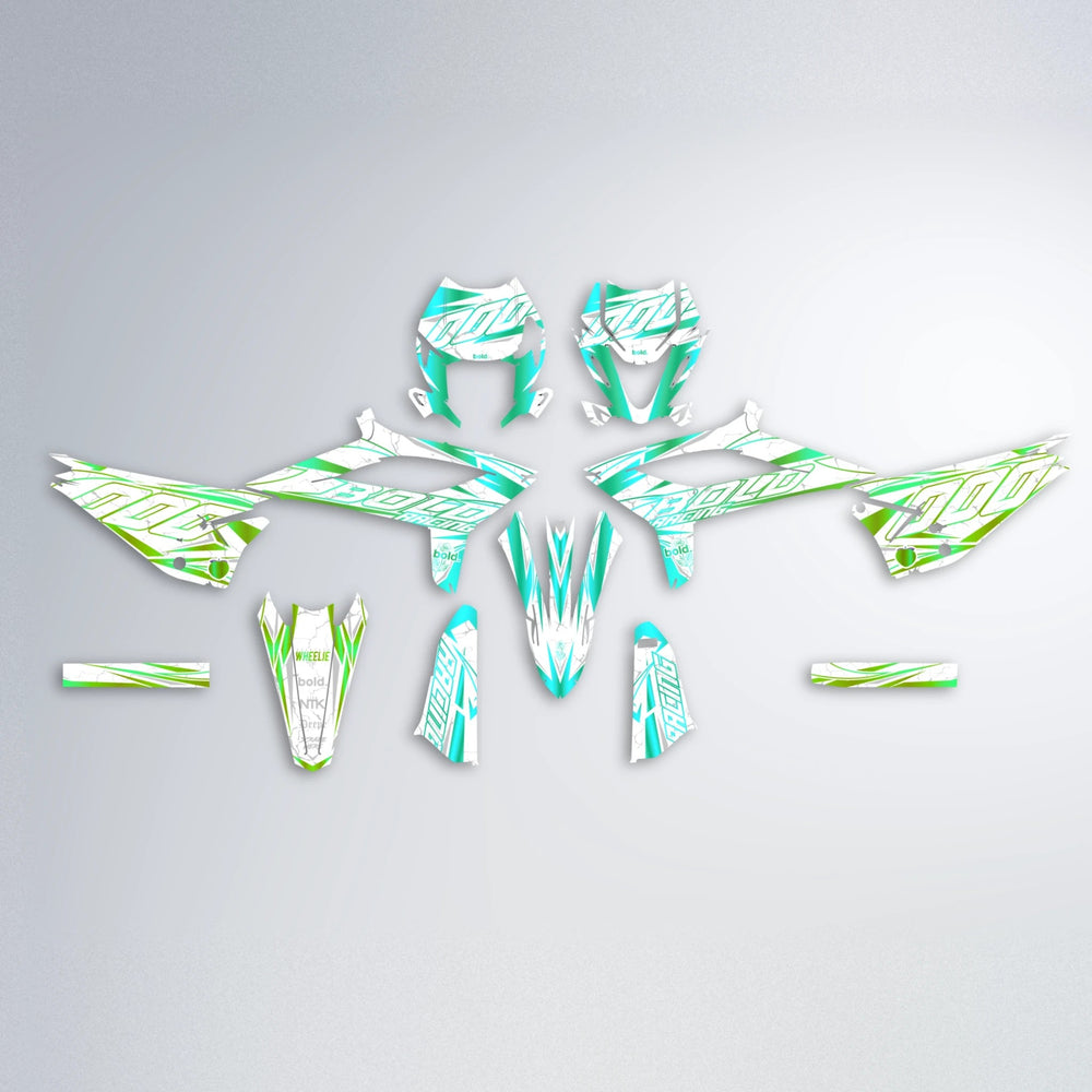 LINAAAROS Beta graphics kit parts layout in Cyan & Green